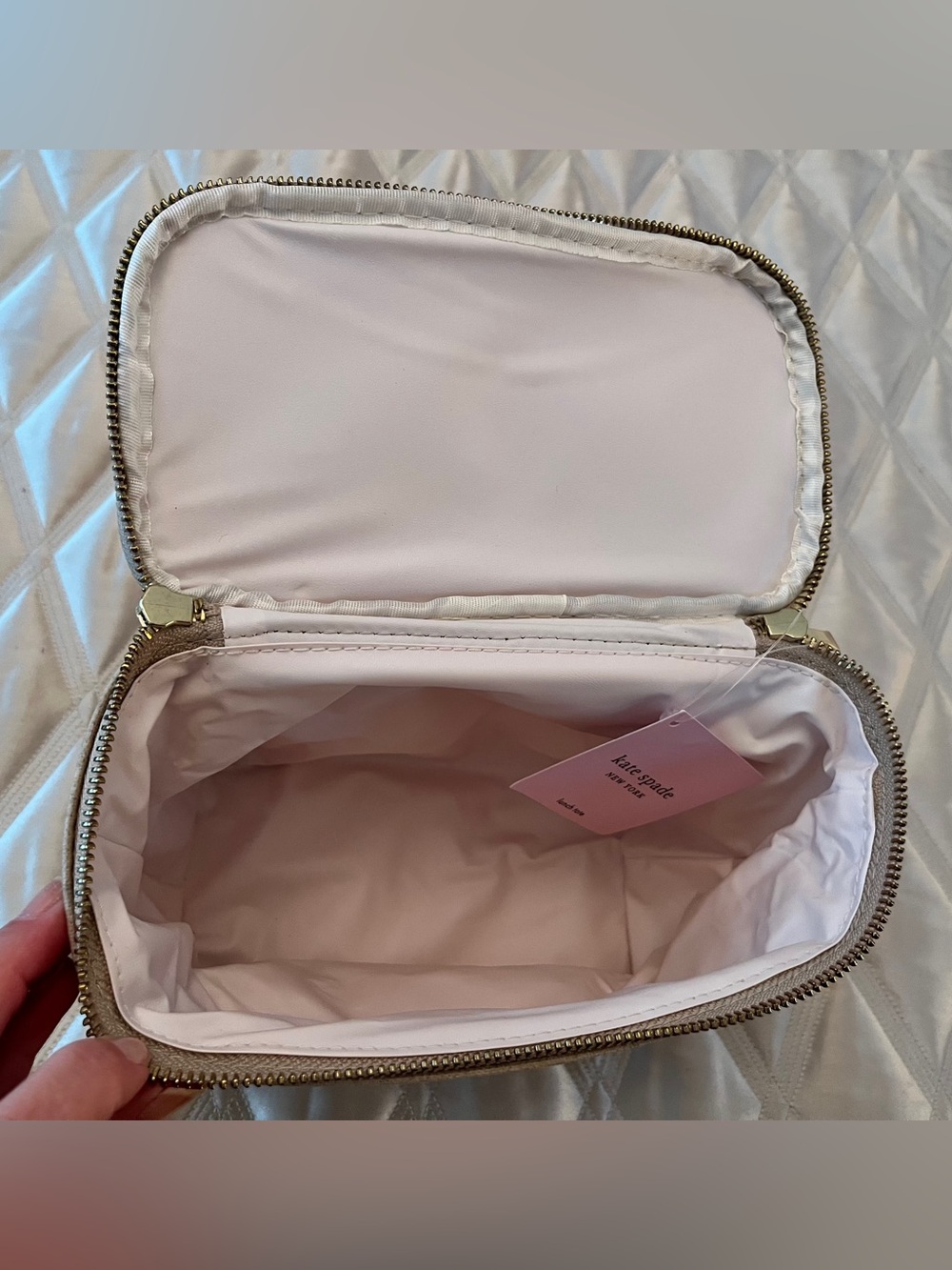 KateSpade 'Out to Lunch' Beige Polka Dot Lunch Tote - Picture 7 of 11